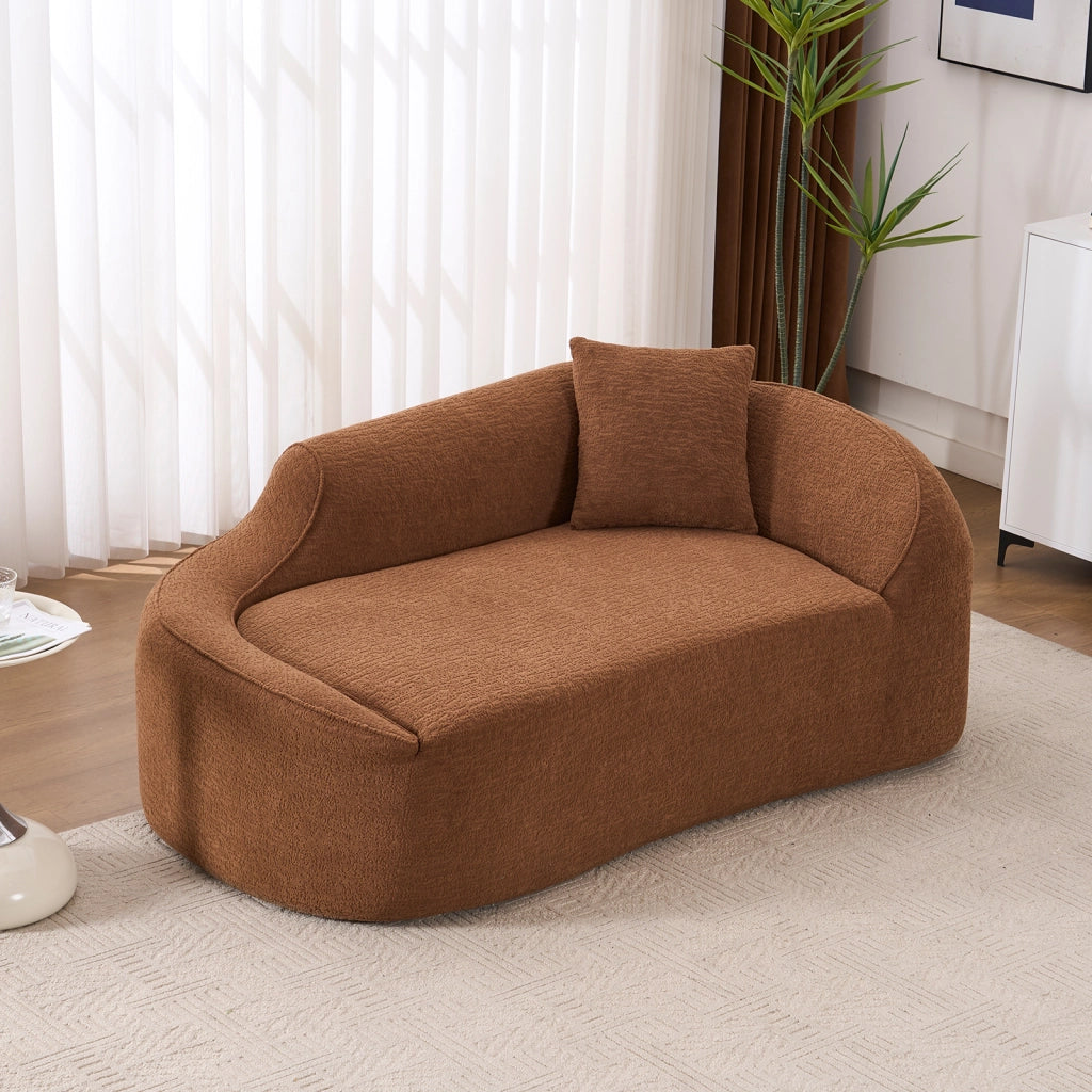 Chaise longue 2 posti - con cuscino e funzione letto - in chenille - caramello