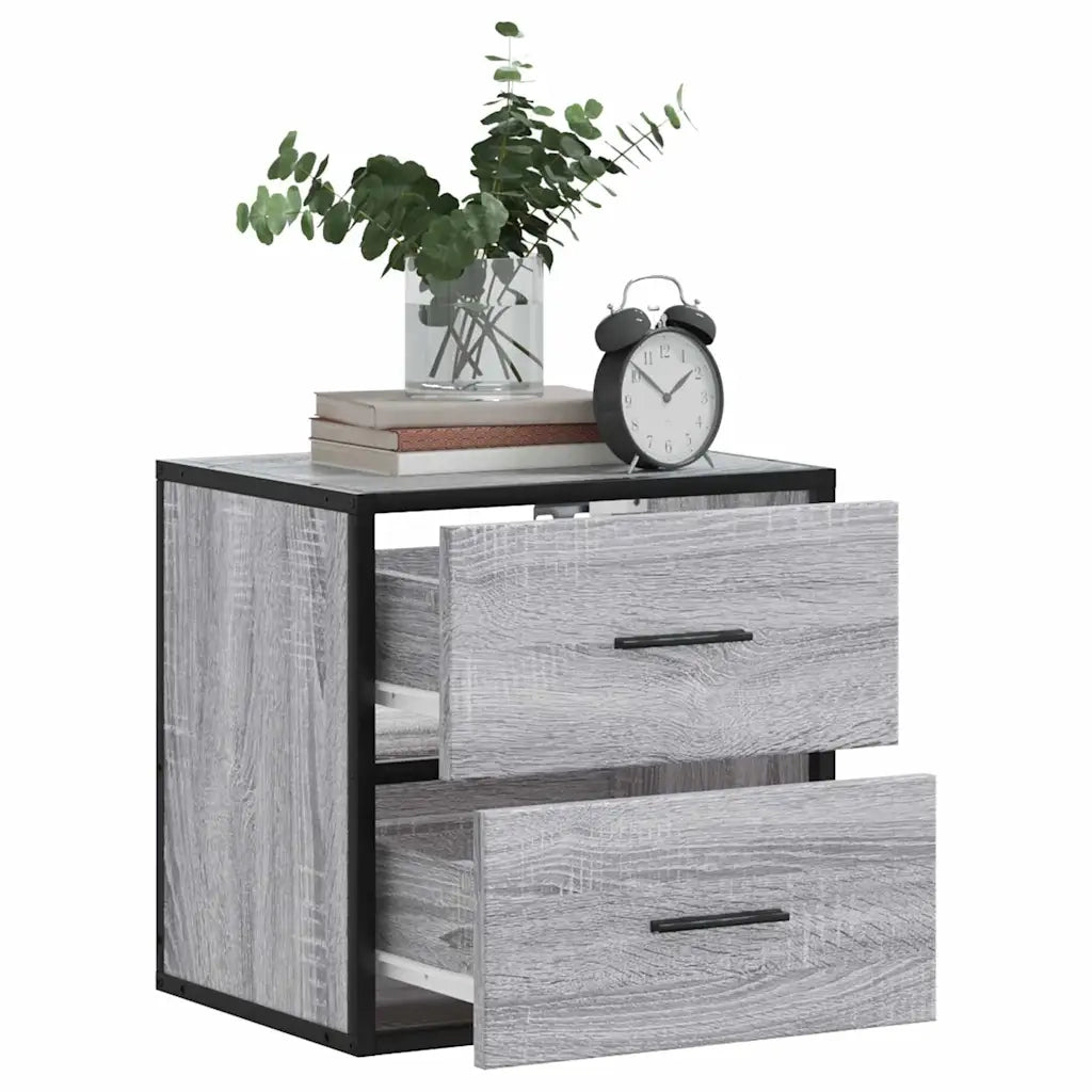 Comodino a Muro Grigio Sonoma 40x31x39,5 cm