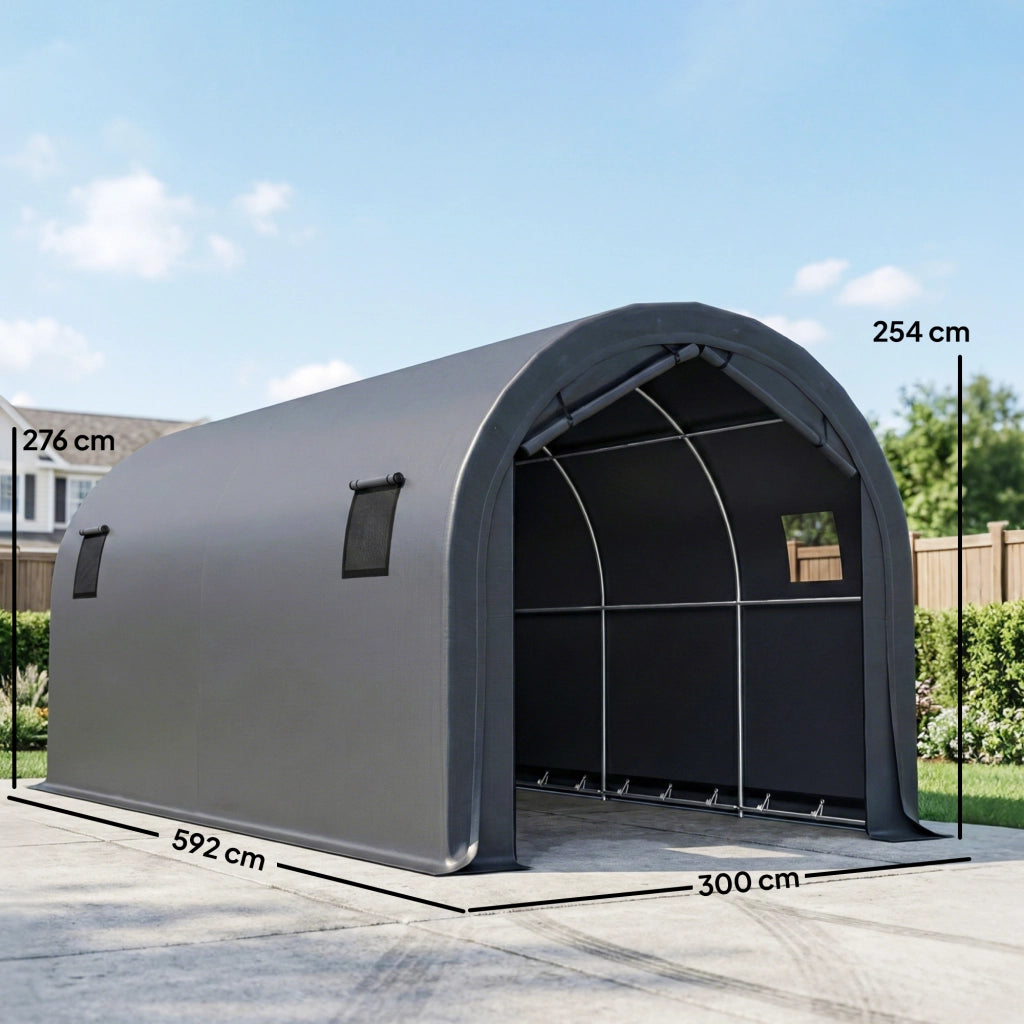 Garage Esterno per Auto 3x6 m ¨C zephmum ¨C Grigio Scuro