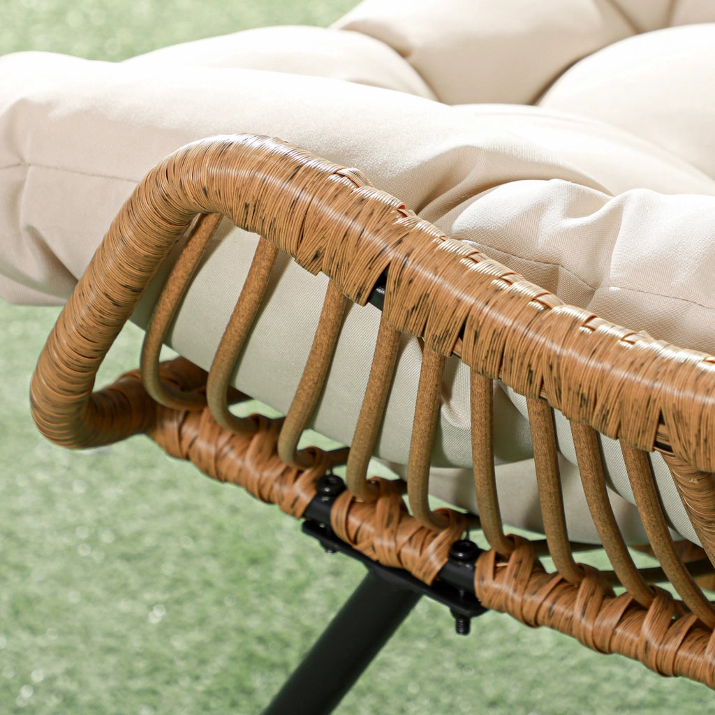 Poltrona da Giardino in Polyrattan ¨C zephmum ¨C 75x101x90 cm, Naturale/Khaki/Nero