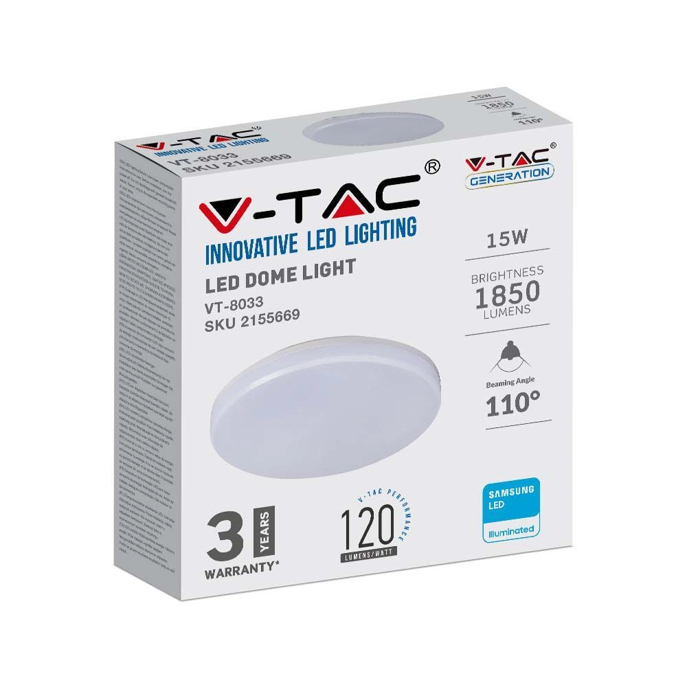 Plafoniera LED tonda V-TAC Samsung 15W 4000K IP44 1850lm