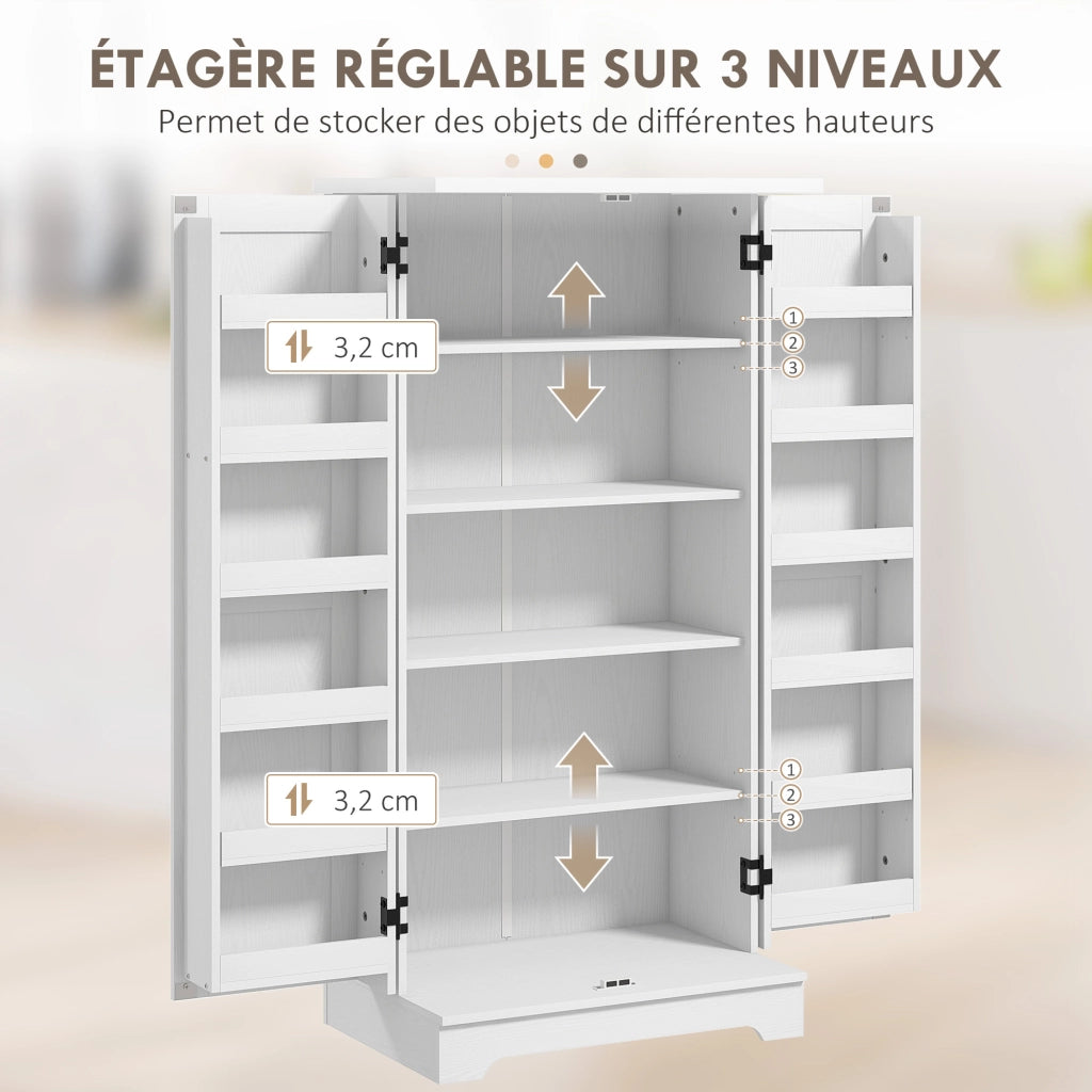 Credenza cucina 5 ripiani con ante e mensole regolabili ¨C Xylo ¨C Crema effetto legno 60x40x120 cm