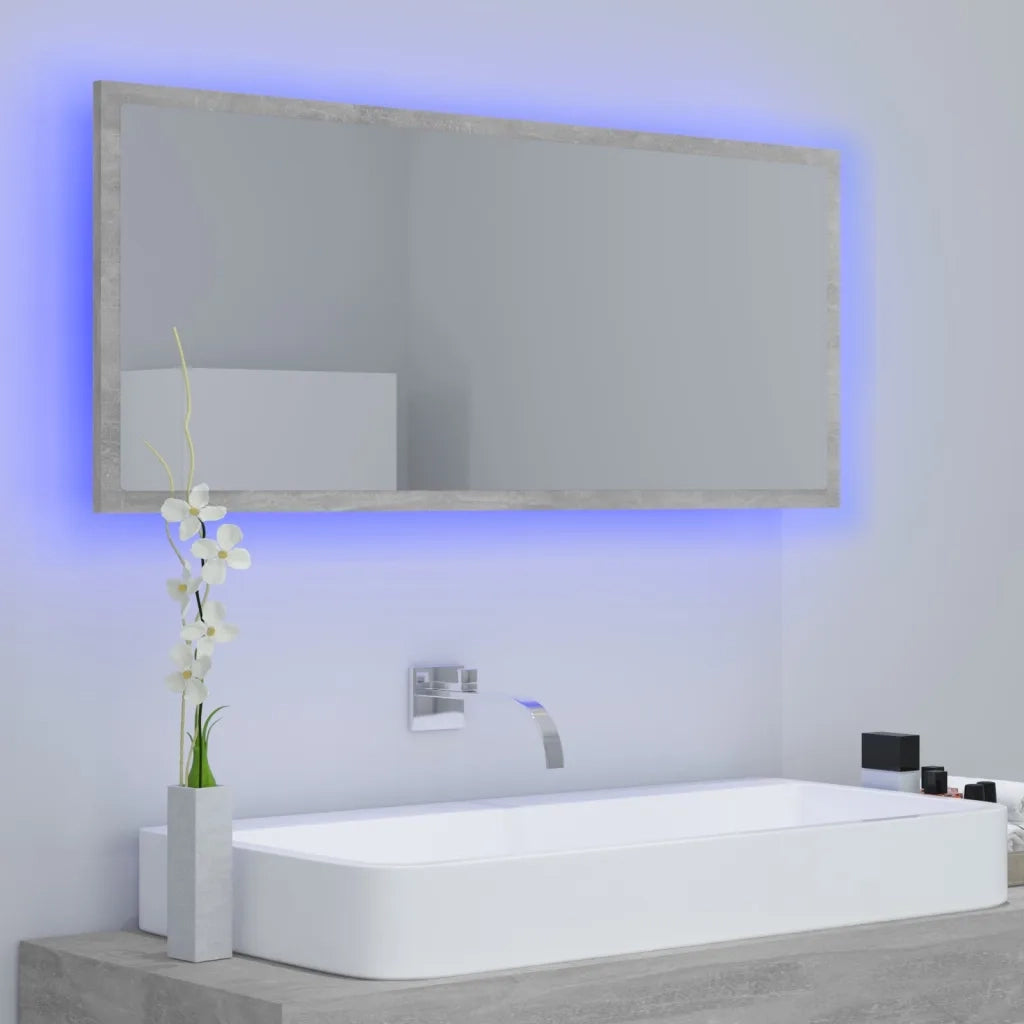 Specchio da Bagno | Specchio decorativo a LED Grigio 100x8,5x37 cm in Acrilico