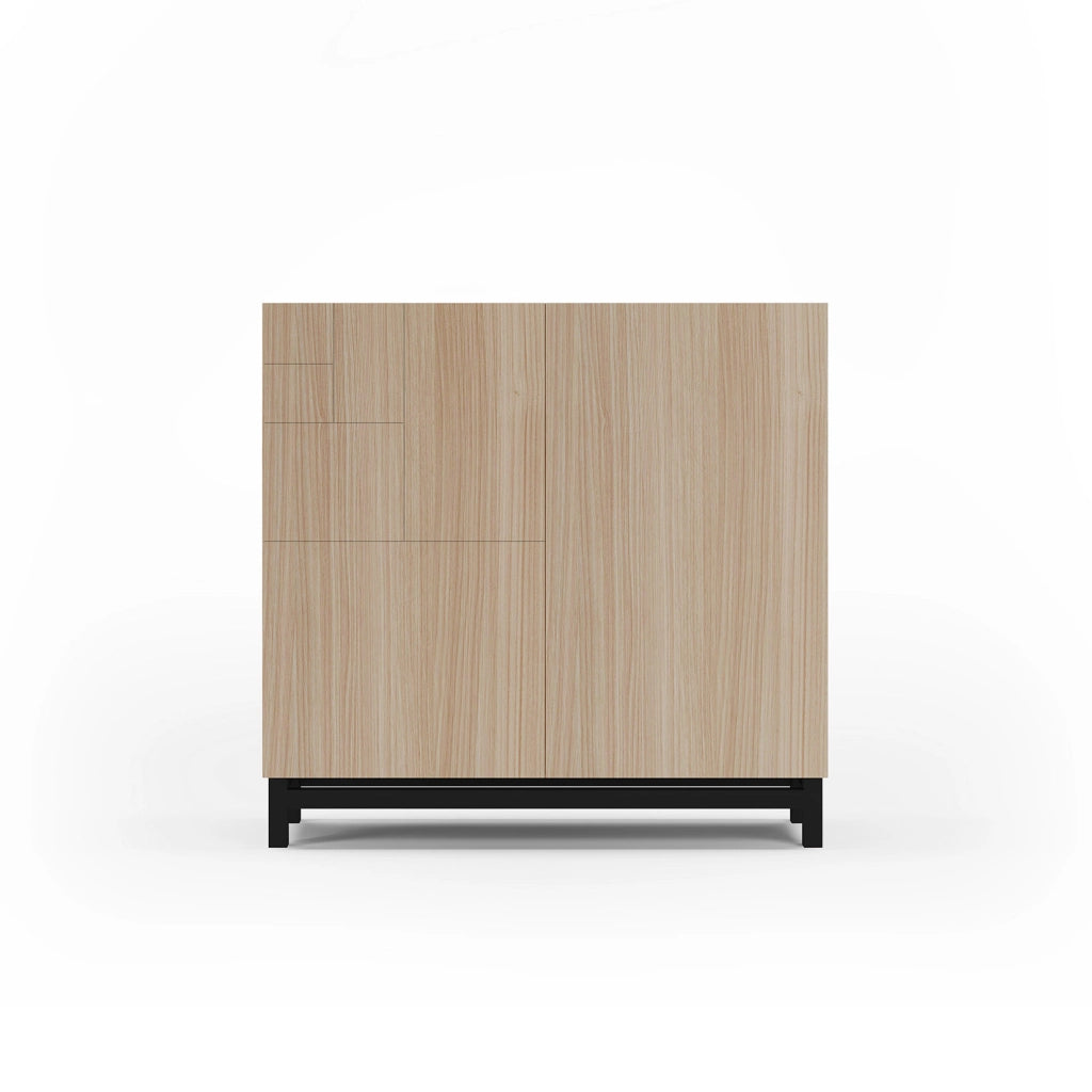 Scarpiera Herdasa effetto noce chiaro gambe nere 90x90x27