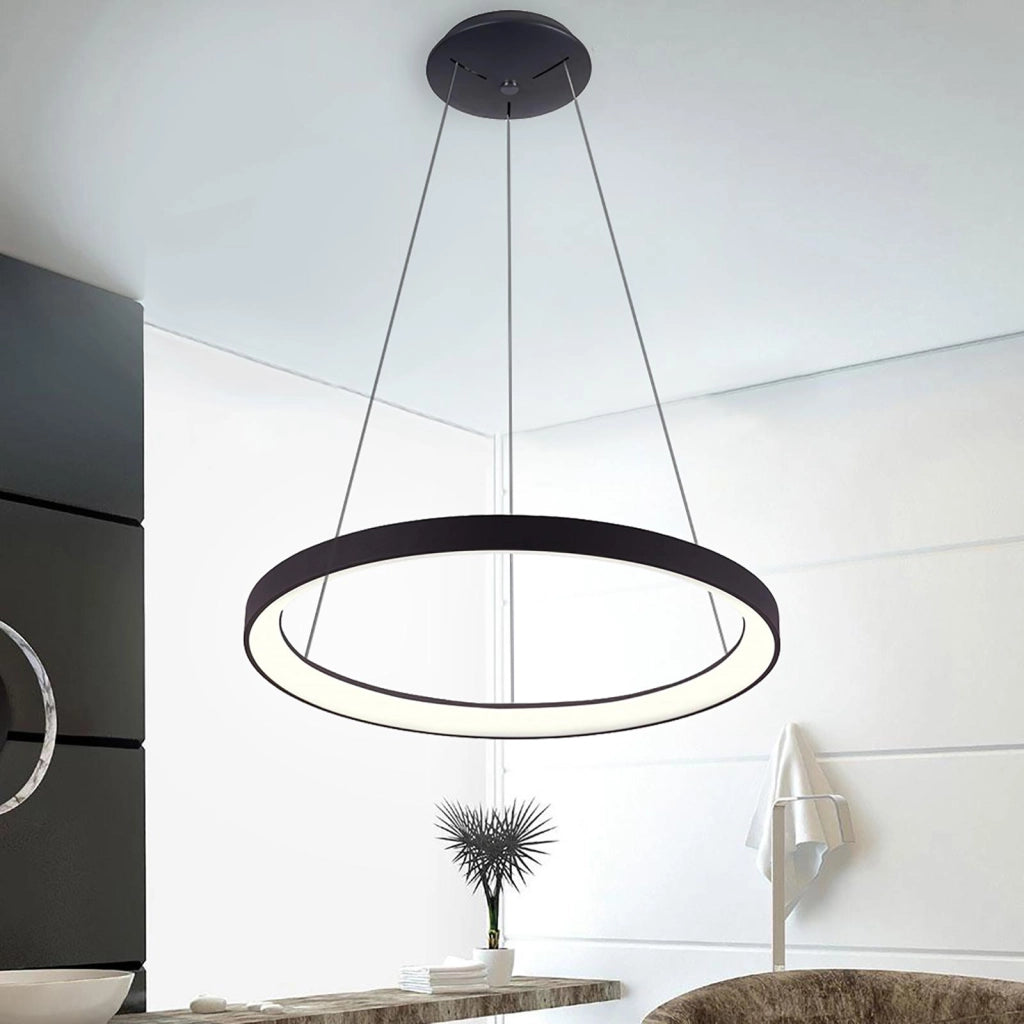 MEROPE 400 lampadario pendente LED 30W CCT dimmerabile lampada sospensione circolare 38m luce cucina tavolo bar ristorante 230V NERO