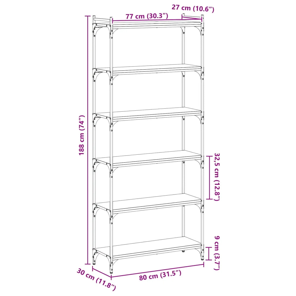 Libreria 6 livelli 80 x 30 x 188 cm Legno ingegnerizzato 905654