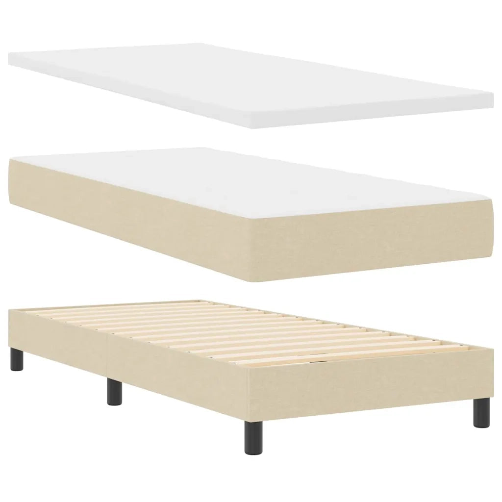 Letto a molle con materasso Crema 100 x 200 cm Tessuto 3340015