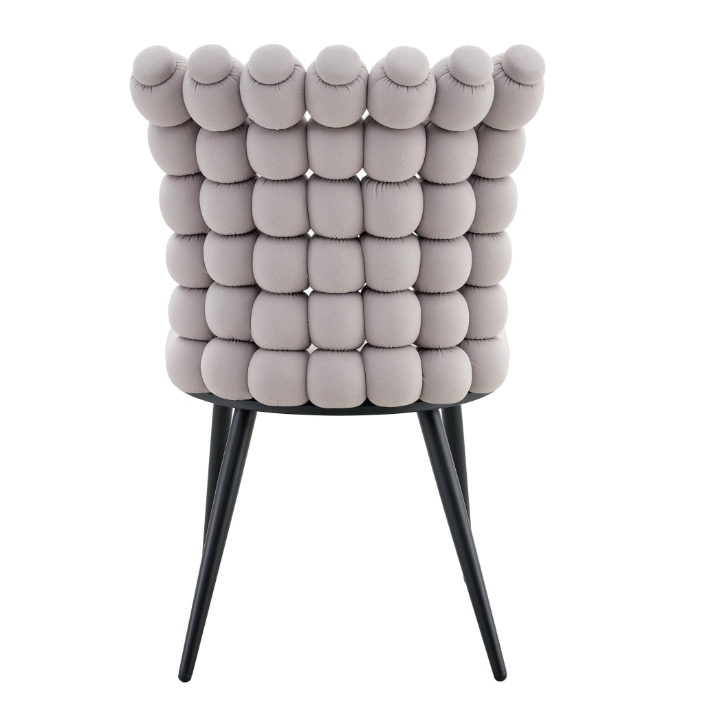 Sedia da pranzo in velluto grigio chiaro con gambe in metallo nero