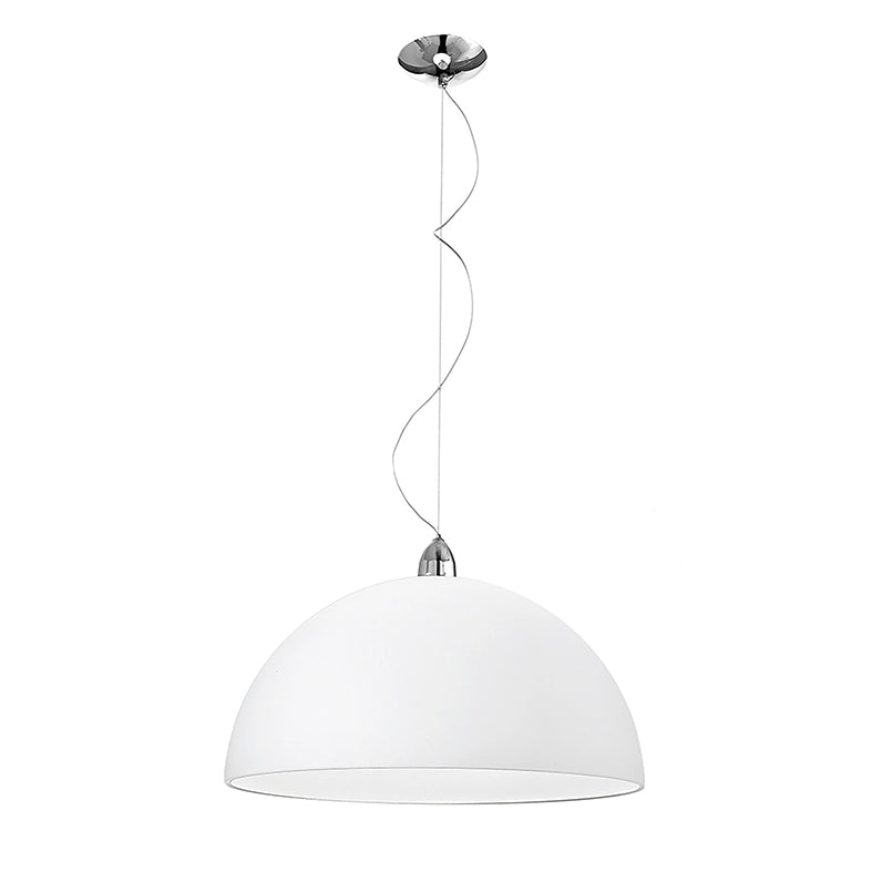 Lampada a Sospensione ISAKO 50cm in Vetro Bianco Satinato e Metallo Cromato - Attacco E27, Design Moderno e Diffusione Luce - Rossini Group