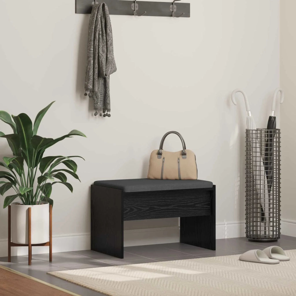 Panca per ingresso con cuscino Rovere Nero 63 x 38 x 40 cm