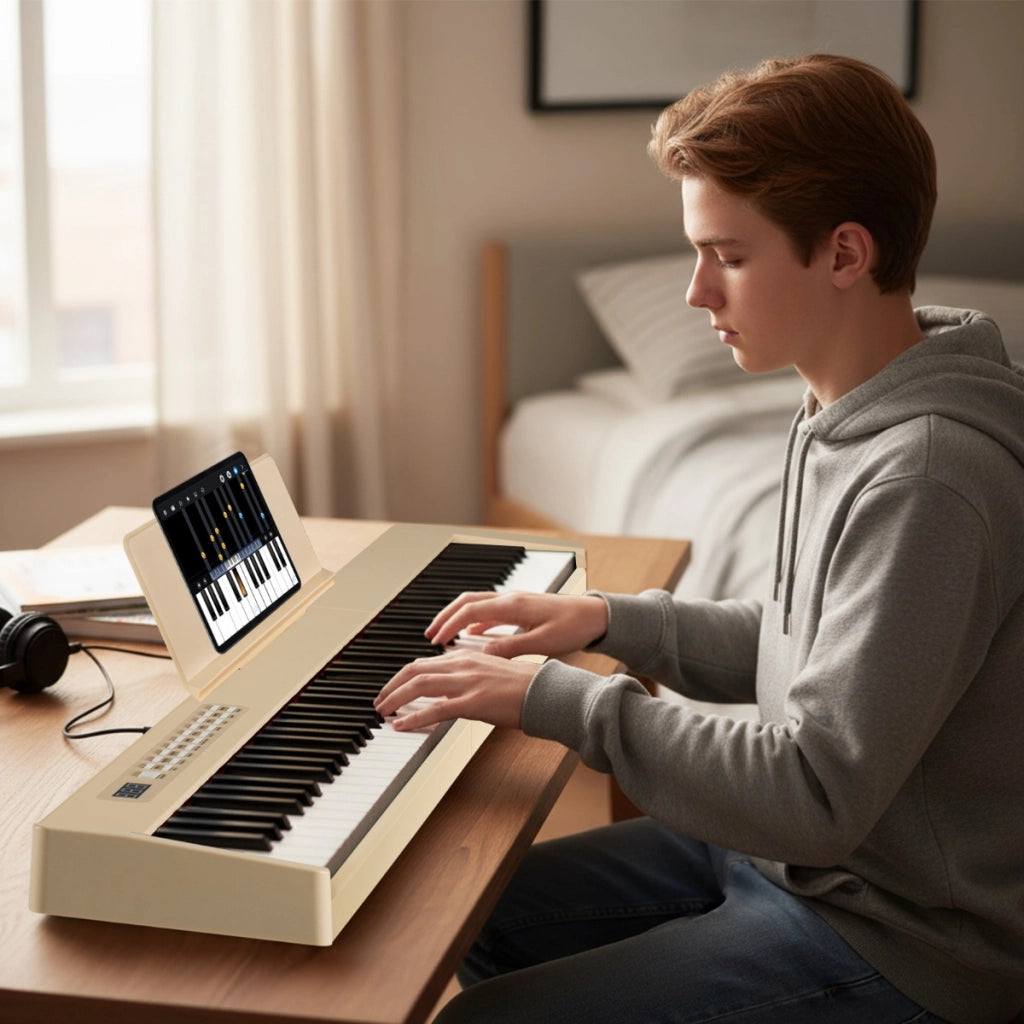 Tastiera elettrica portatile a grandezza naturale con MIDI pedale sustain, Tastiera per pianoforte a 88 tasti Marrone-Tastiere elettriche
