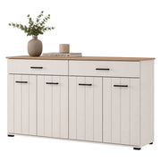 Madia Quarna, Credenza 3 Ripiani, 156x40x86h cm Bianco Crema