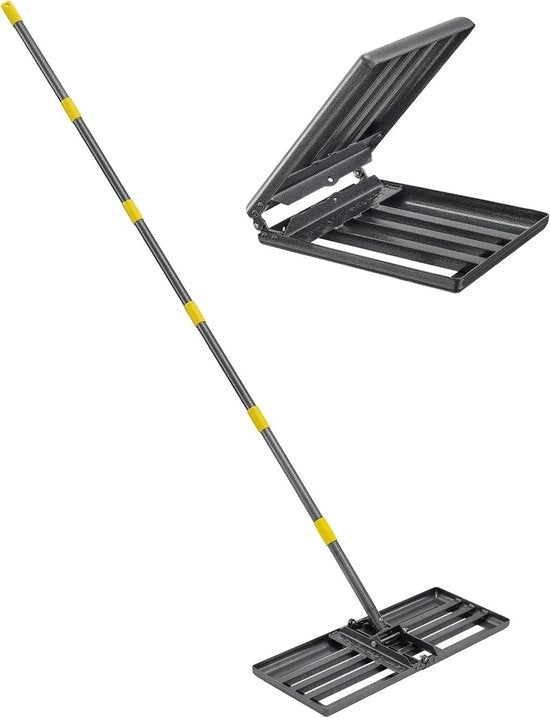 Racchetto pieghevole da 220 cm con manico - Base robusta in metallo nero per livellamento prato
