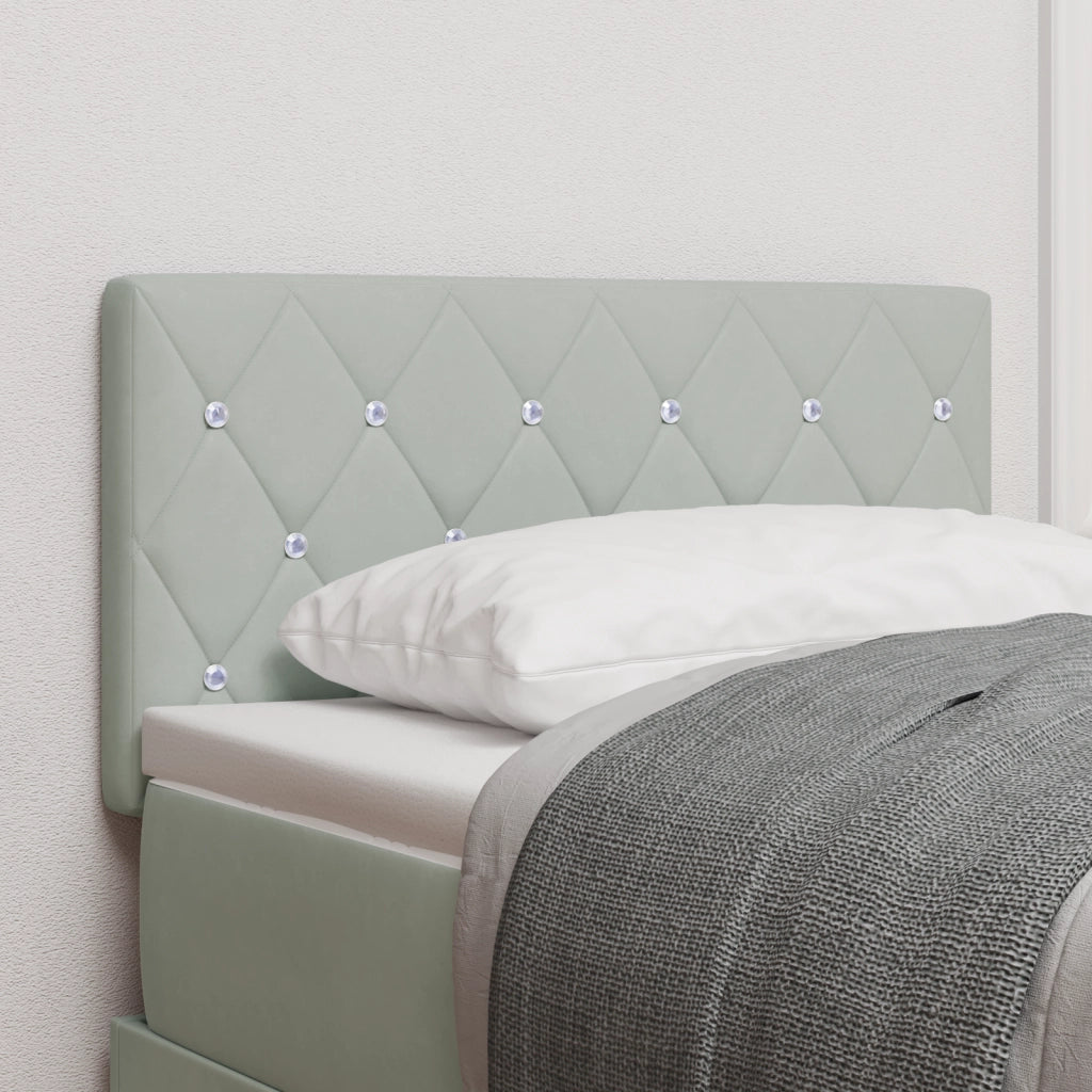 Testiera LED con Bottoni in Cristallo Trapuntata Grigio Chiaro 80 cm in Velluto