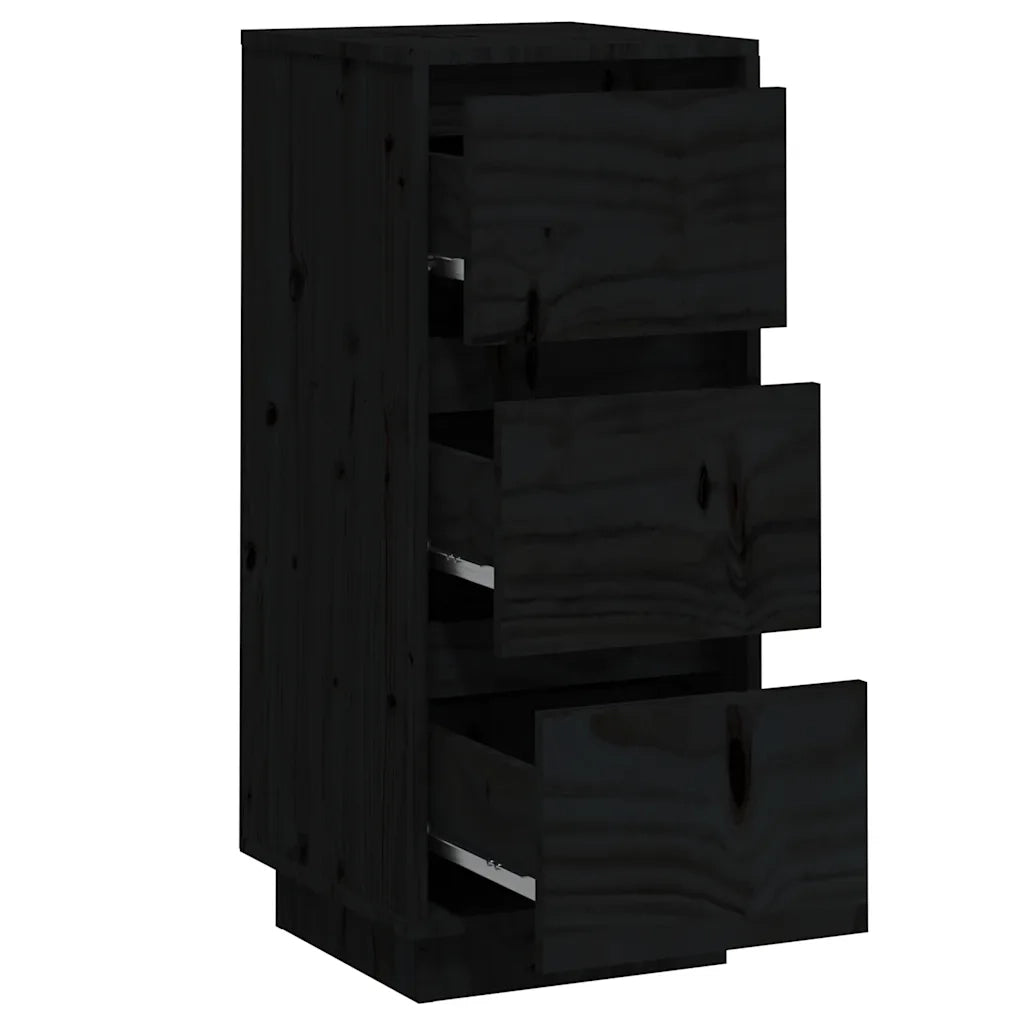 Credenze Nere 2 pz | Madia | Buffet da pranzo | Armadio da pranzo 32x34x75 cm in Legno Massello di Pino