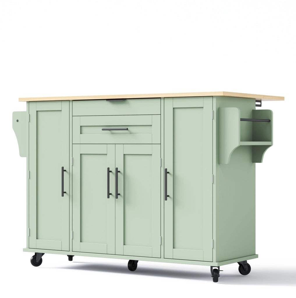 Mobile cucina con piano estraibile 136x70x92 cm in MDF verde antico