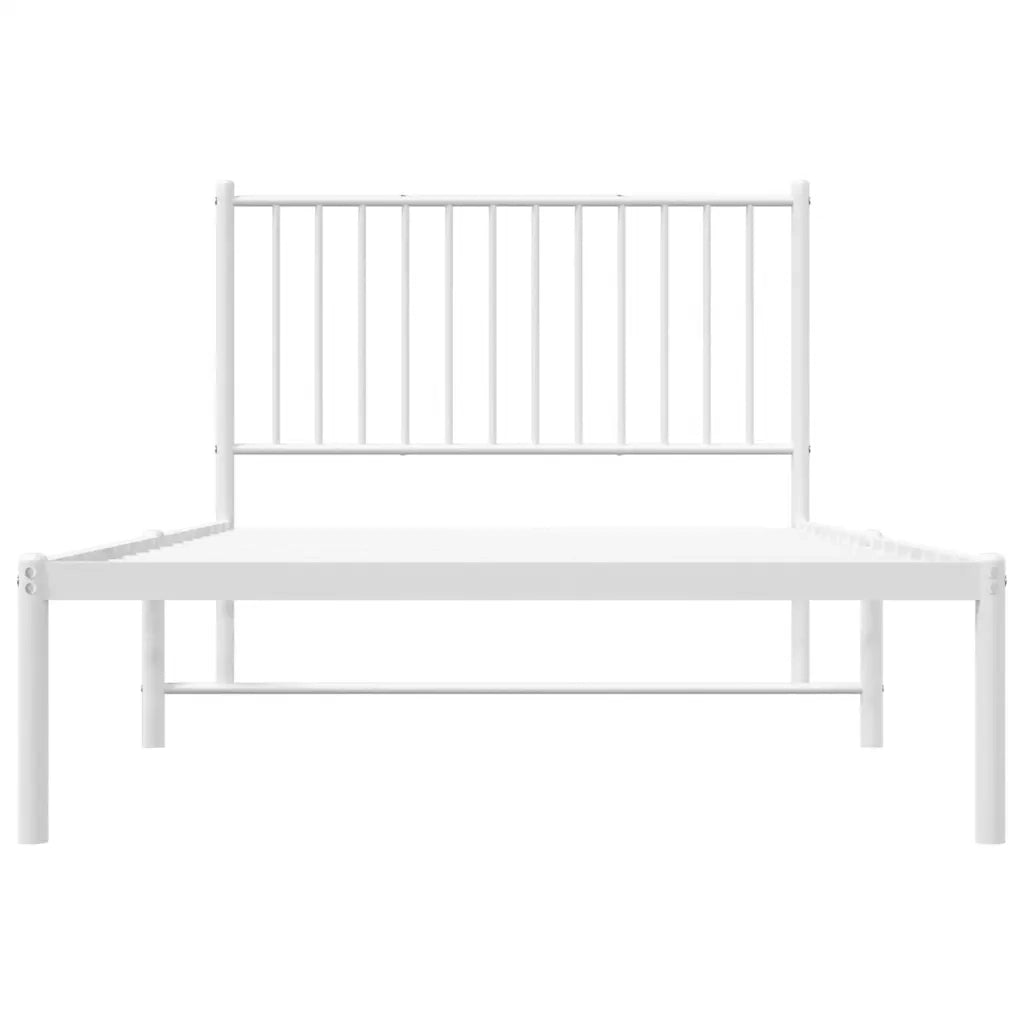 Giroletto con Testiera-Struttura Letto con testiera Metallo Bianco 100x190 cm 591487