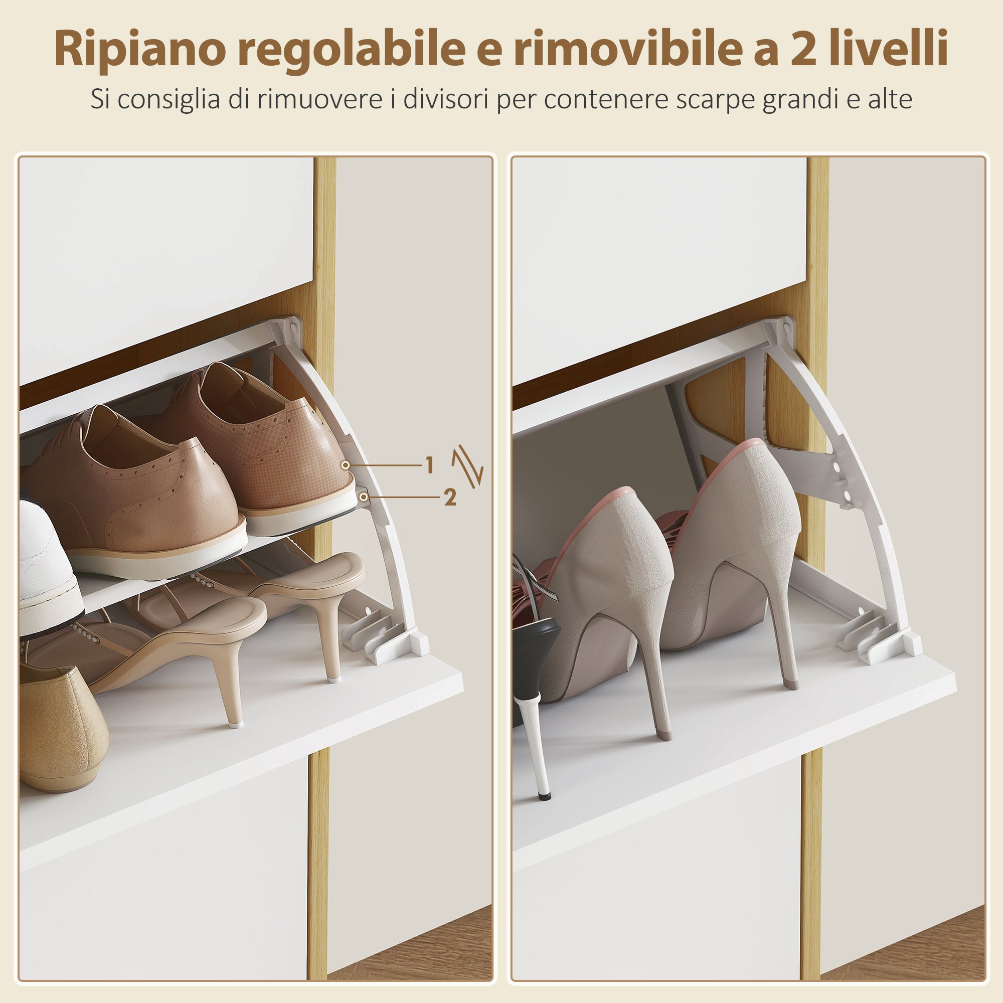 Scarpiera Slim con 3 Cassetti Ribaltabili per 24 Paia di Scarpe 80x24x127 cm Design Moderno in MDF Bianco