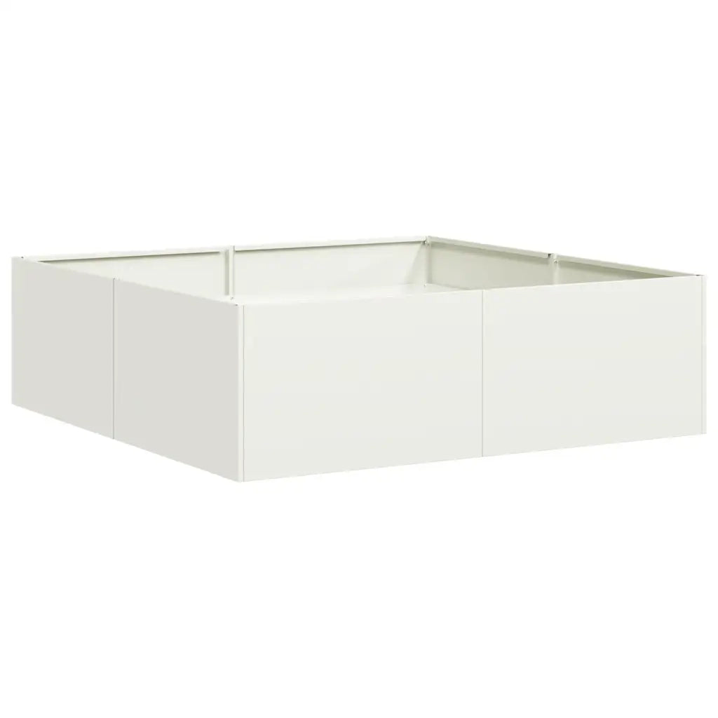 Fioriera-Vaso-Contenitore per Piante Bianca 100x100x30 cm in Acciaio