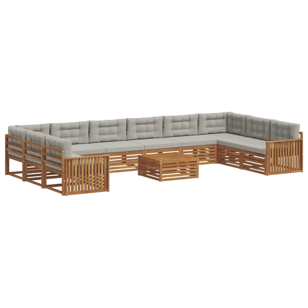 Set divani con cuscino 11 pcs Grigio Naturale e Chiaro