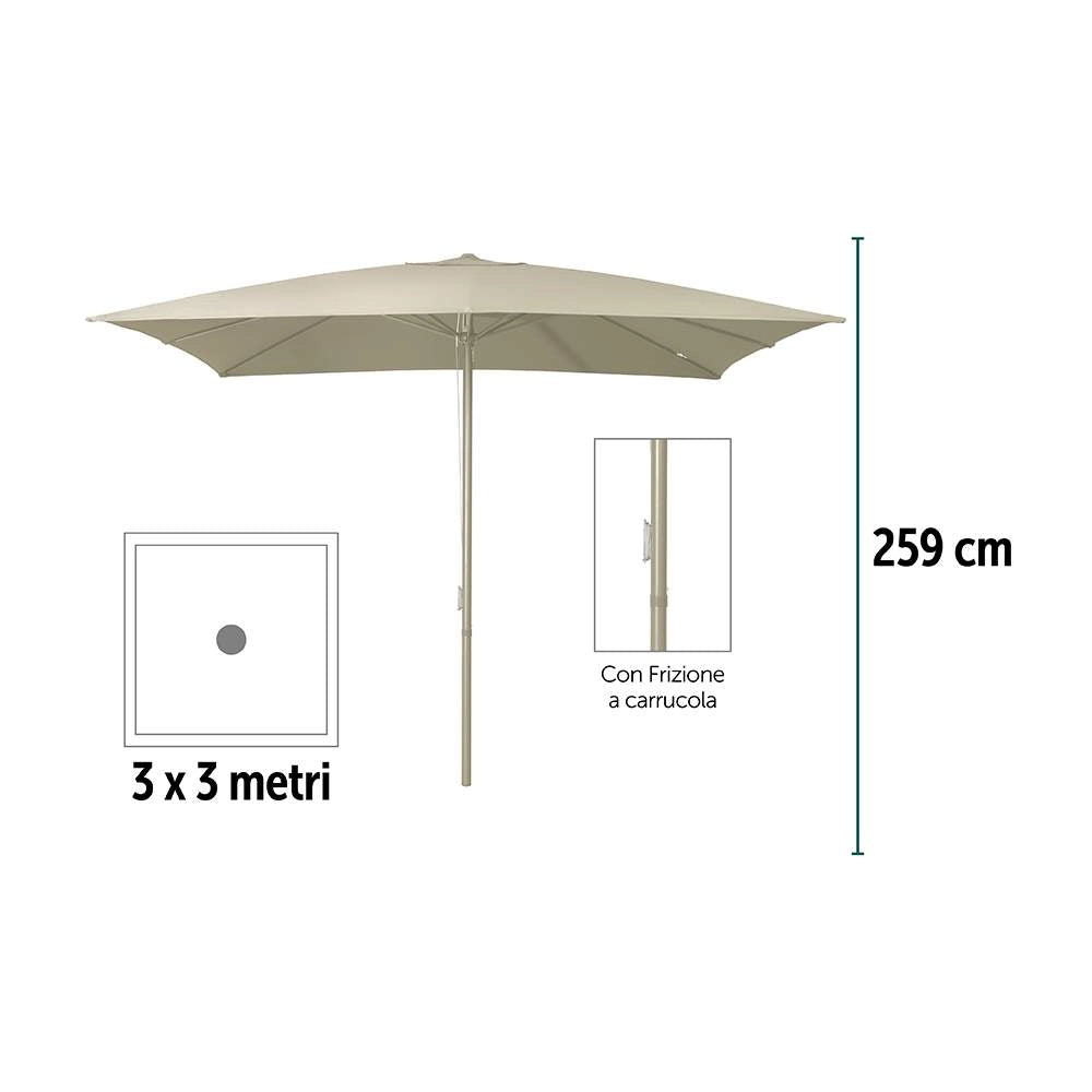 Ombrellone da Giardino con Palo Centrale Telo Sabbia Formato: 3x3