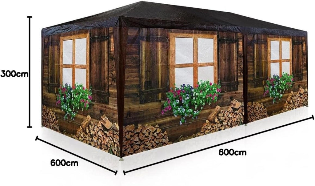 Padiglione da Esterno Capanna 3x6m Pareti Laterali a Rullo Tenda per Feste Eventi Party 18m²
