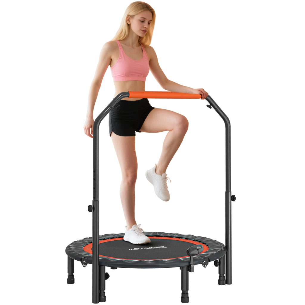 Trampolino fitness con maniglia regolabile ¨C Xylo ¨C pieghevole ? 102 cm nero rosso