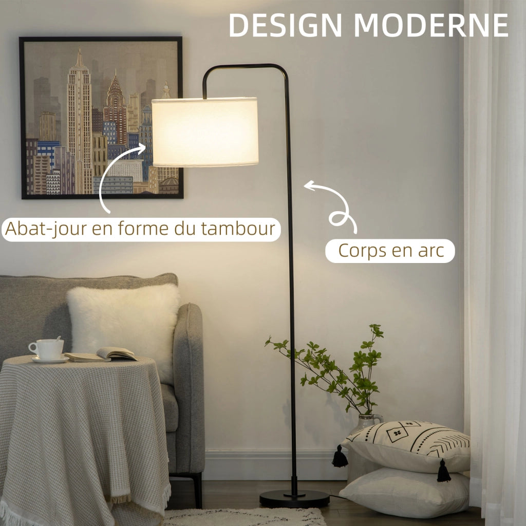 Lampada da terra metallo nero con paralume 180 cm ¨C zephmum ¨C 64x38x163,5 cm nero