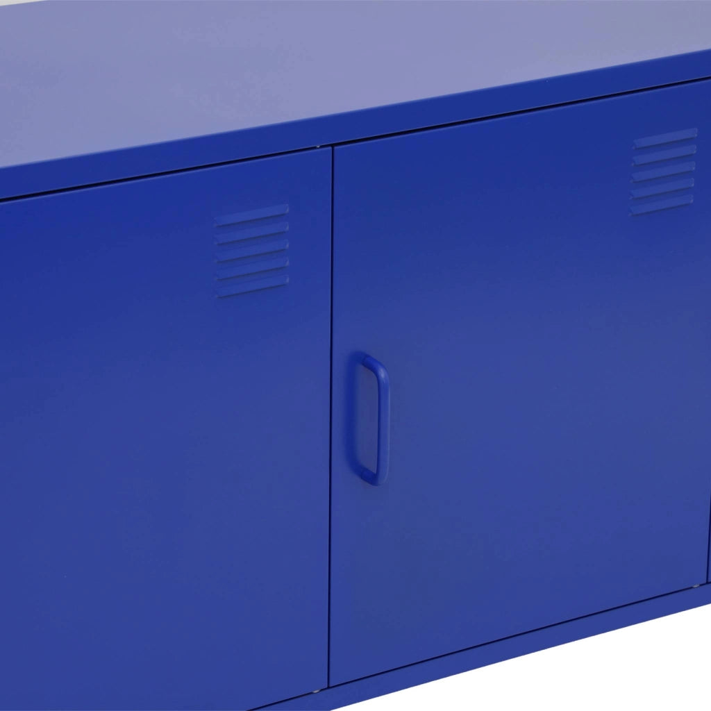 Mobile tv industriale in metallo 3 ante, 120cm, blu