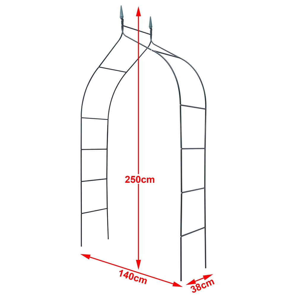 Arco da Giardino Supporto per Rose e Piante Rampicanti in Metallo Altezza 240 cm