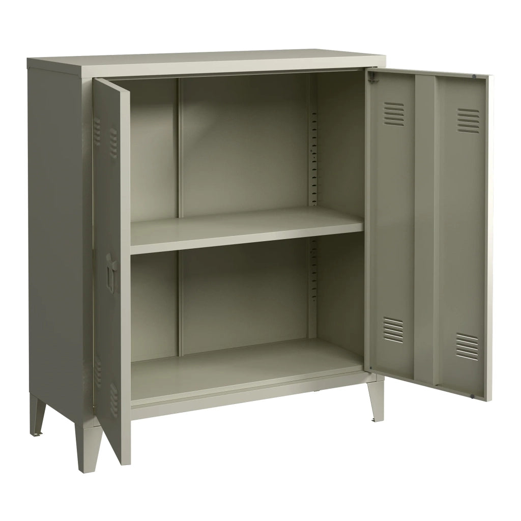 Armadietto da ufficio mobiletto portaoggetti per ufficio officina camera da letto acciaio metallo 2 ante 90 x 80 x 33 cm colore cammello opaco 03_0006337