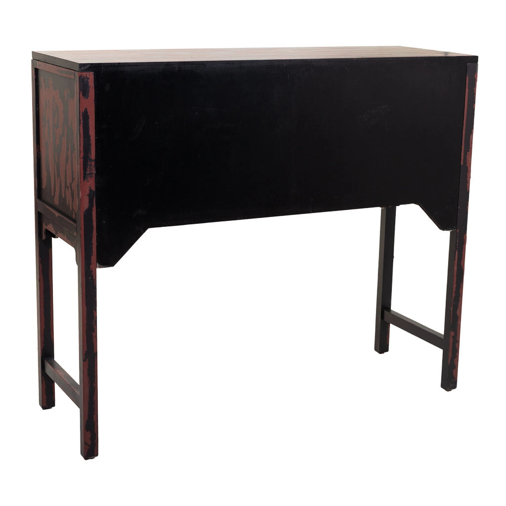 Mobile da ingresso in legno rosso 120x40x102h