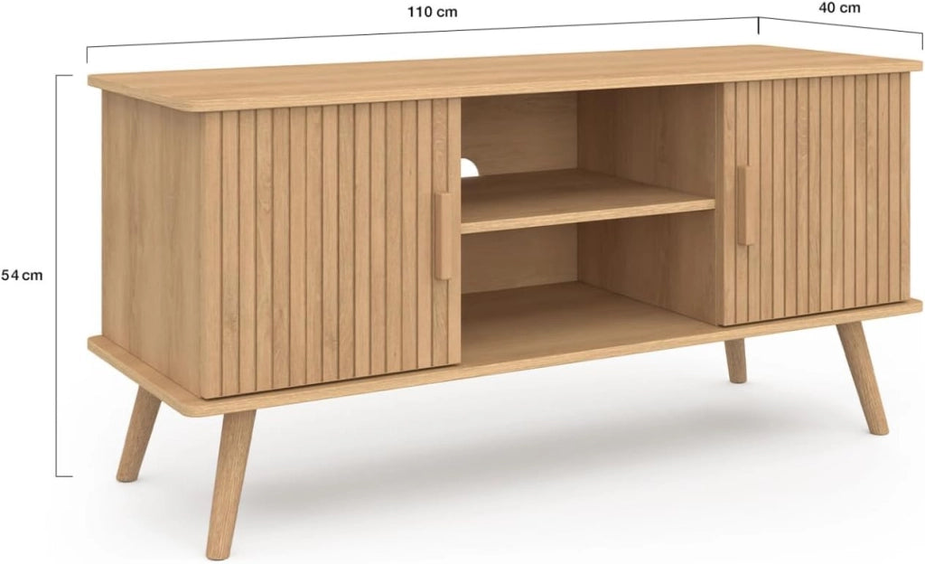 Mobile TV JULIETTE 110 cm con 2 ante a doghe color rovere