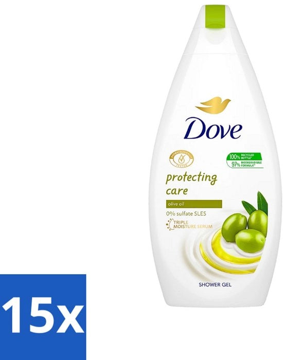 Cura Protettiva per Doccia - Gel - Olio di Oliva - Senza Solfato - 450 ml - Confezione in Lotti - 15 pezzi