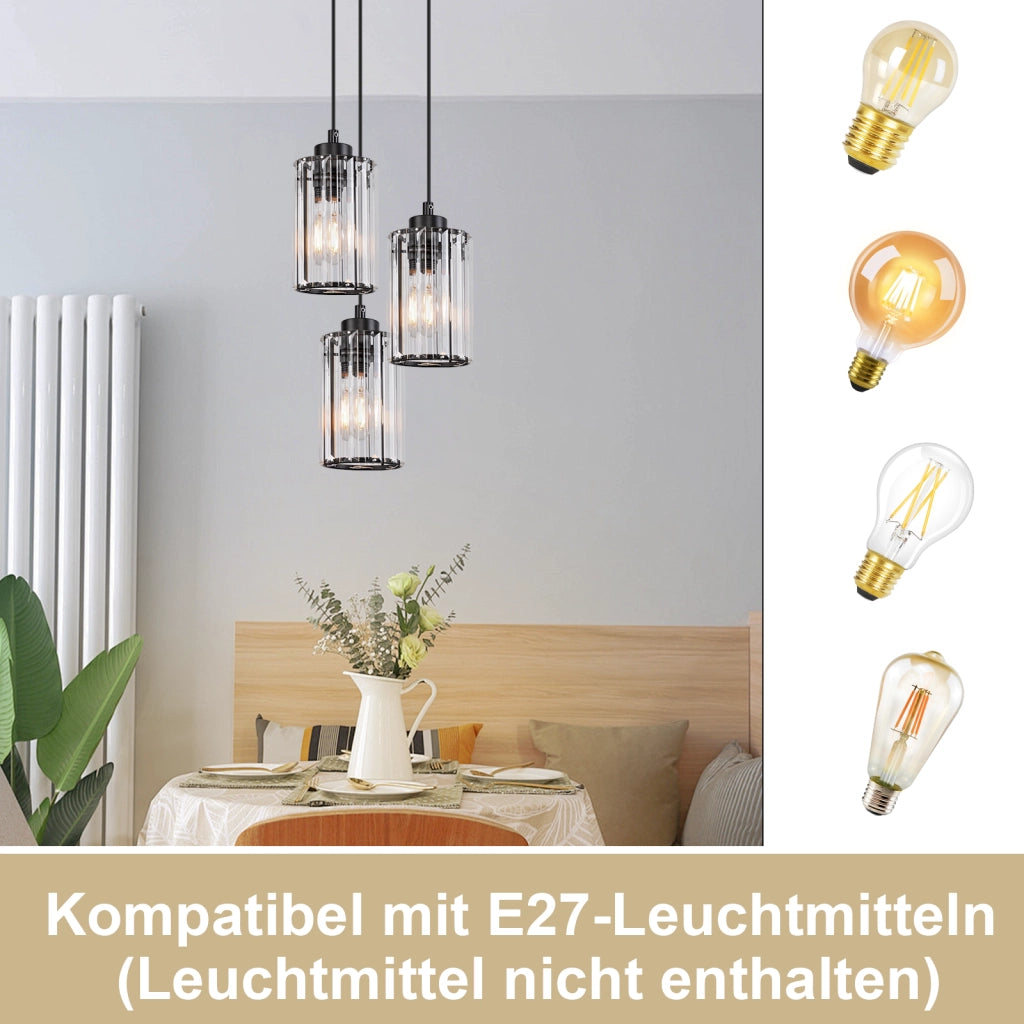 Lampada a sospensione ZMH moderna nera a 1 fiamma per sala da pranzo soggiorno corridoio