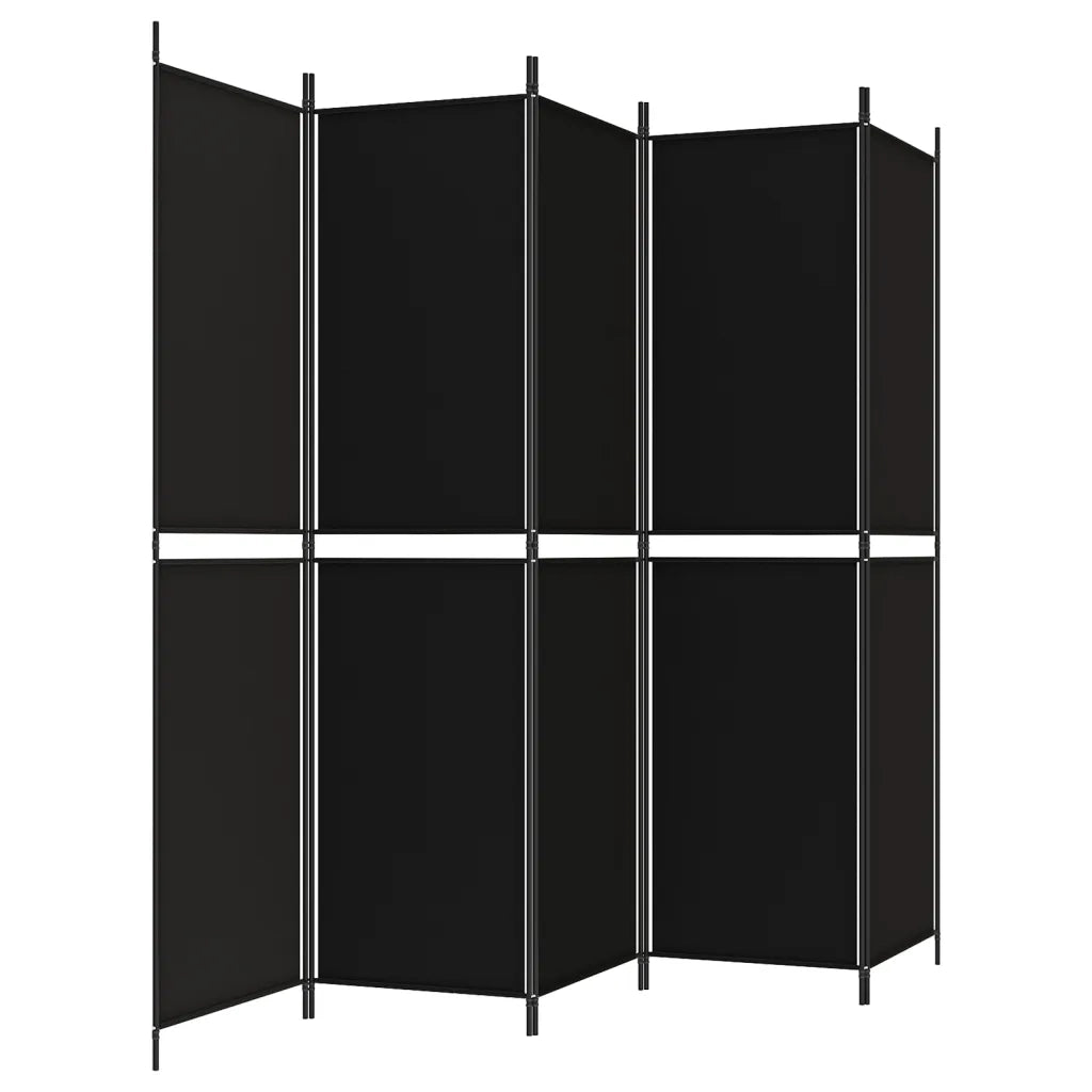 Divisorio 5 Pannelli Nero 250x200 cm Tessuto 350237