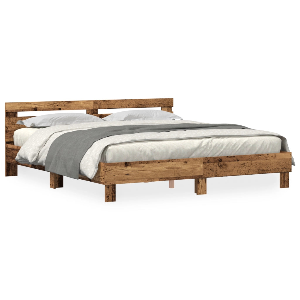 Struttura per Letto Legno Rustico Legno Massello di Recupero