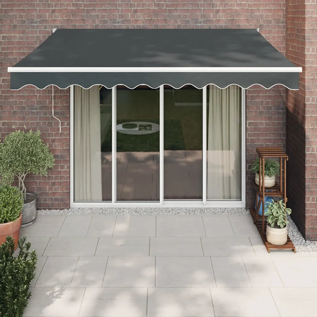 Tenda da Sole Retrattile-Tenda parasole per Patio Antracite 3x2,5 m Tessuto e Alluminio 702874