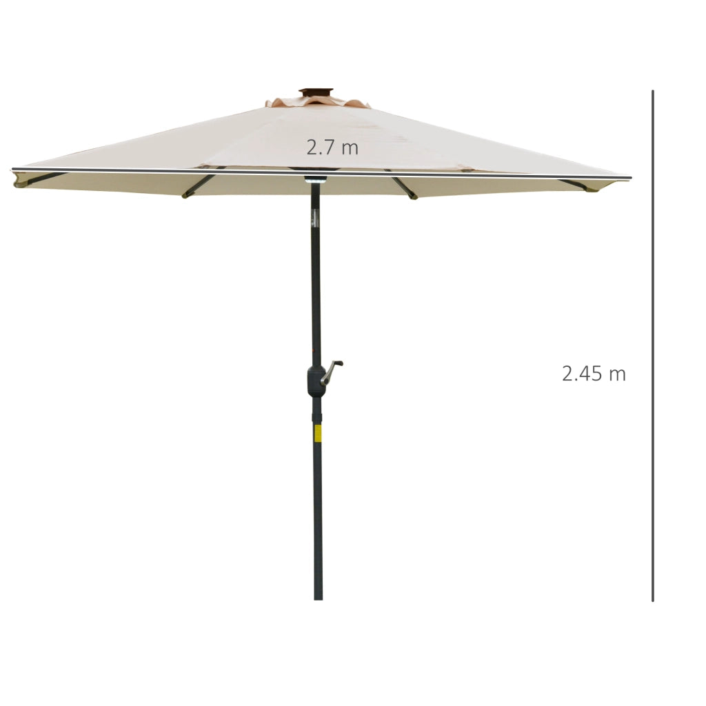 Ombrellone da Giardino con Luci LED e Pannello Solare ¨C zephmum ¨C Crema Bianco, 270x245 cm