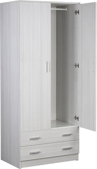 Armadio 2 Ante 2 Cassetti 77x182x52 cm Eucalipto