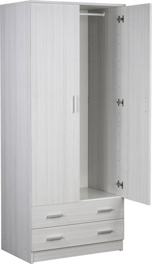 Armadio 2 Ante 2 Cassetti 77x182x52 cm Eucalipto