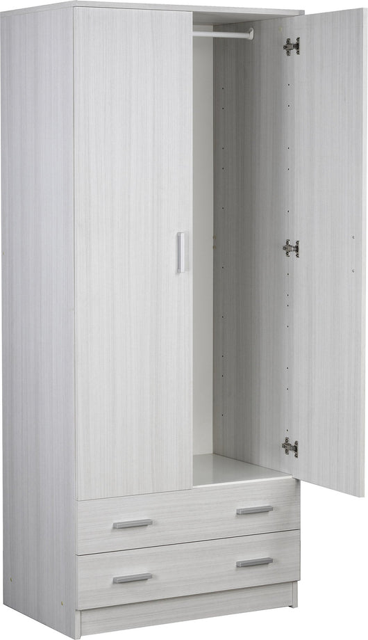 Armadio 2 Ante 2 Cassetti 77x182x52 cm Eucalipto