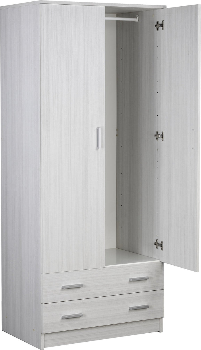 Armadio 2 Ante 2 Cassetti 77x182x52 cm Eucalipto