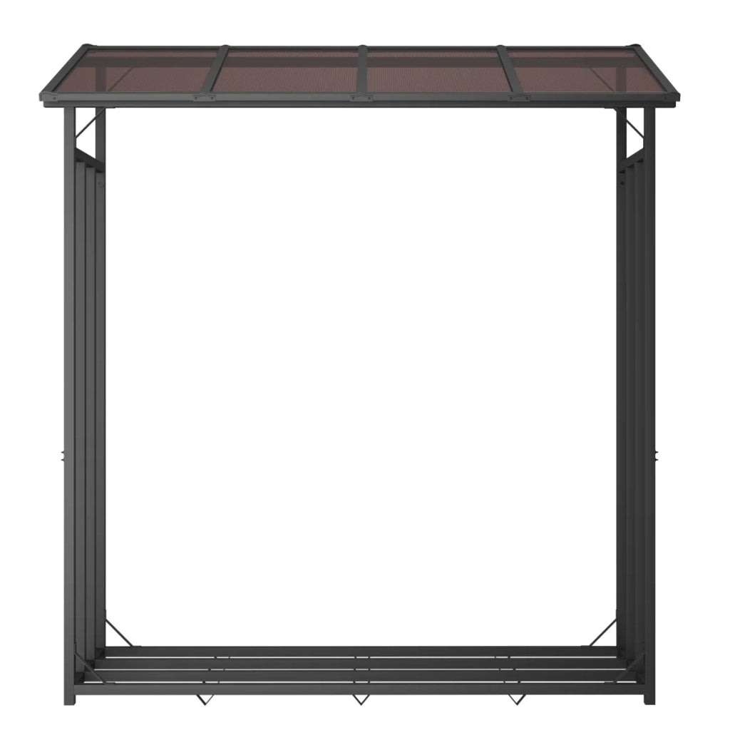 Portalegna in metallo antracite XXL 175 x 70 x 193,5 cm con tetto