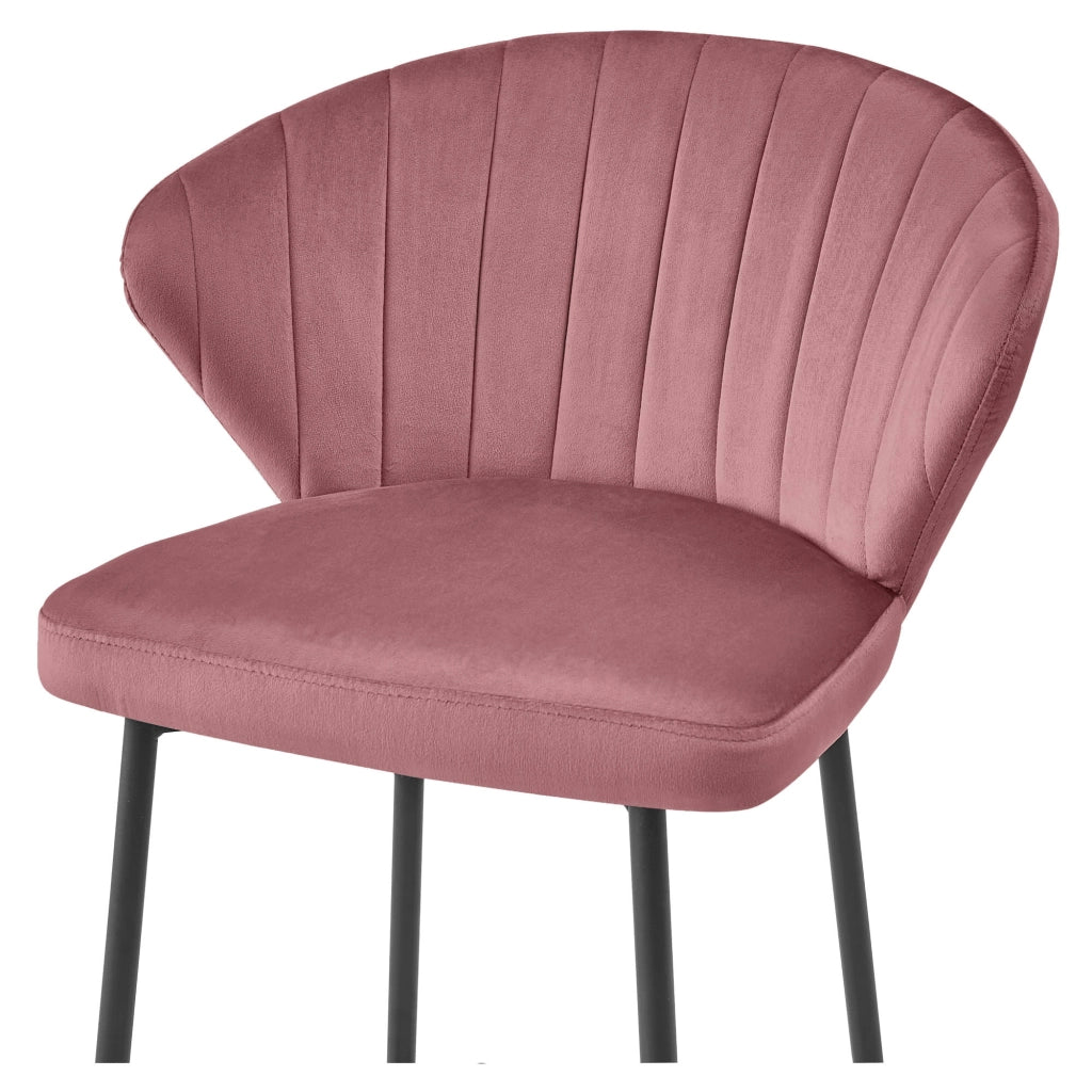 Sgabello Valora GATTA in velluto rosa scuro con gambe nere per cucina x2