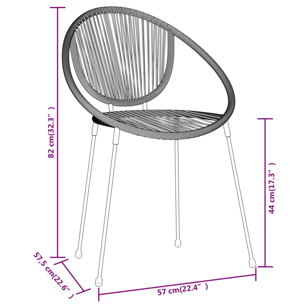 Set Mobili da Pranzo per Giardino 3 pz Nero cod mxl 35241