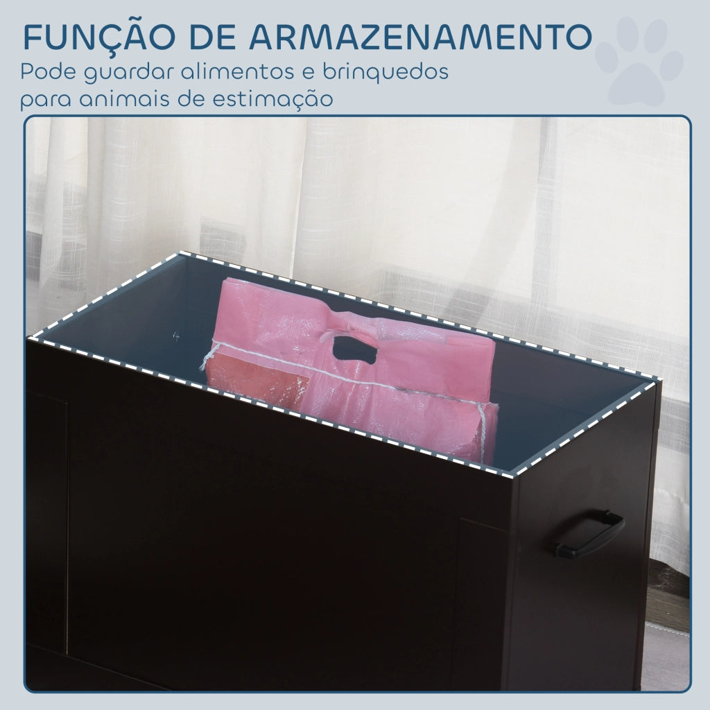 Tavolo per Cani con Alimentatore e Ripiano ¨C Zephmum ¨C Marrone 60x30x41 cm