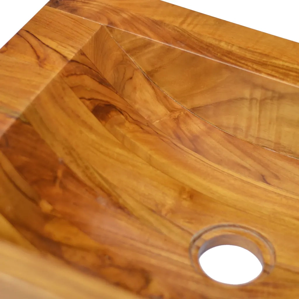 Lavabo-Lavandino-Lavello in Legno Massello di Teak 50x35x10 cm