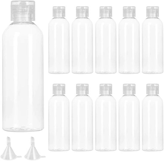 Set di flaconi da viaggio 10 pezzi 100 ml - Inodoro - Contenitori riutilizzabili - Cosmetici - Incluso beccuccio - Compatti e portatili - Flaconi da cosmetici da viaggio