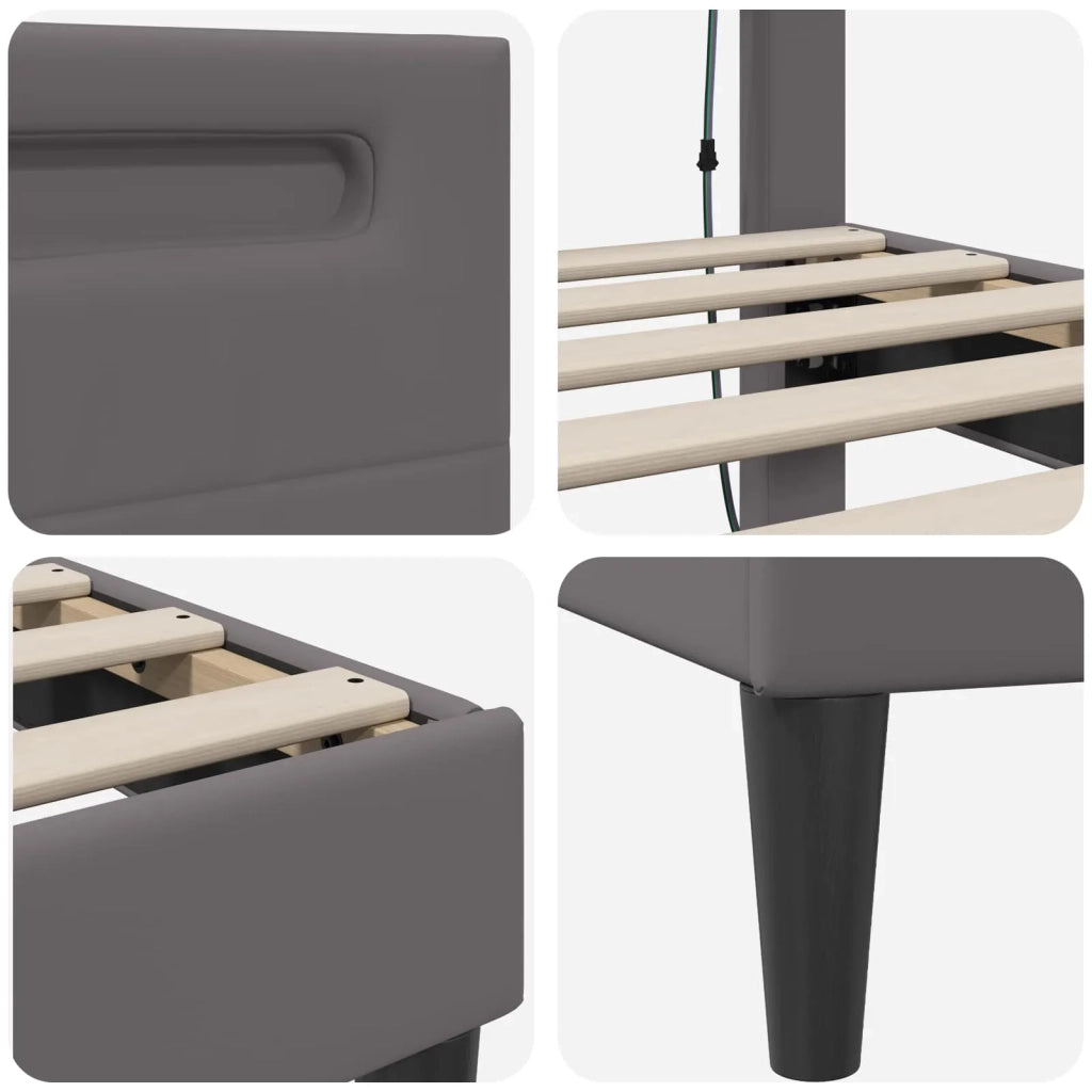 Struttura del letto con testiera Grigio 200 x 200 cm Similpelle 42028033